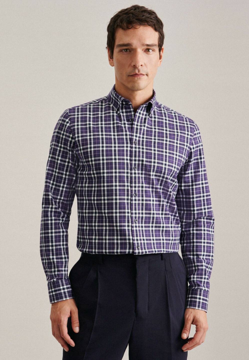 Seidensticker Twill Flanellhemd in Slim mit Button-Down-Kragen Karo (01.642560)01.642560-0085 Hemden