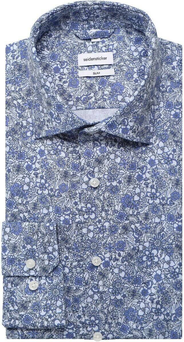 Seidensticker Business Hemd Slim Floral (01.640870-0013) blau Hemden