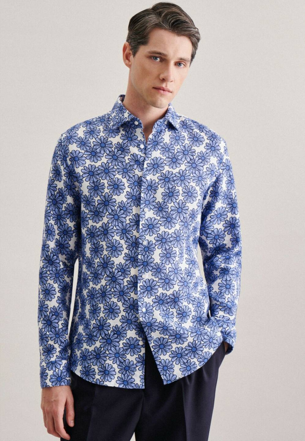 Hemden Seidensticker Business Hemd X-Slim Floral (01.940440-0013) blau