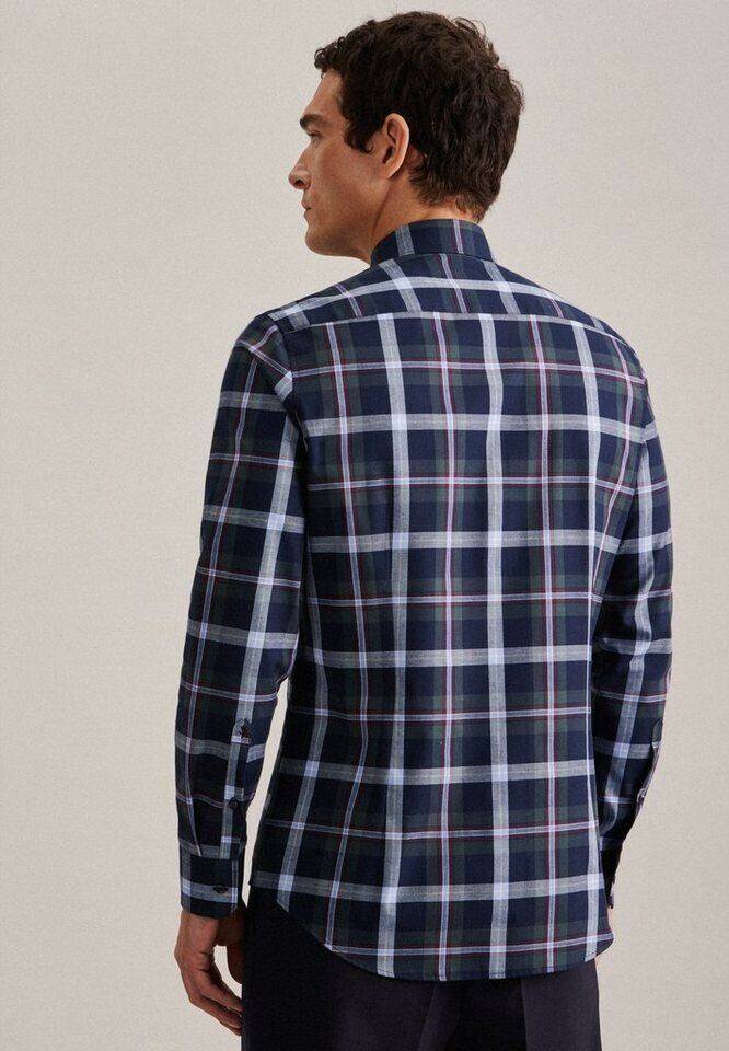 Hemden Seidensticker Twill Flanellhemd in Slim mit Button-Down-Kragen Karo (01.642570)(01.642570-0077) grün