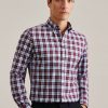 Hemden Seidensticker Twill Flanellhemd in Slim mit Button-Down-Kragen Karo (01.642560)(01.642560-0049) rot