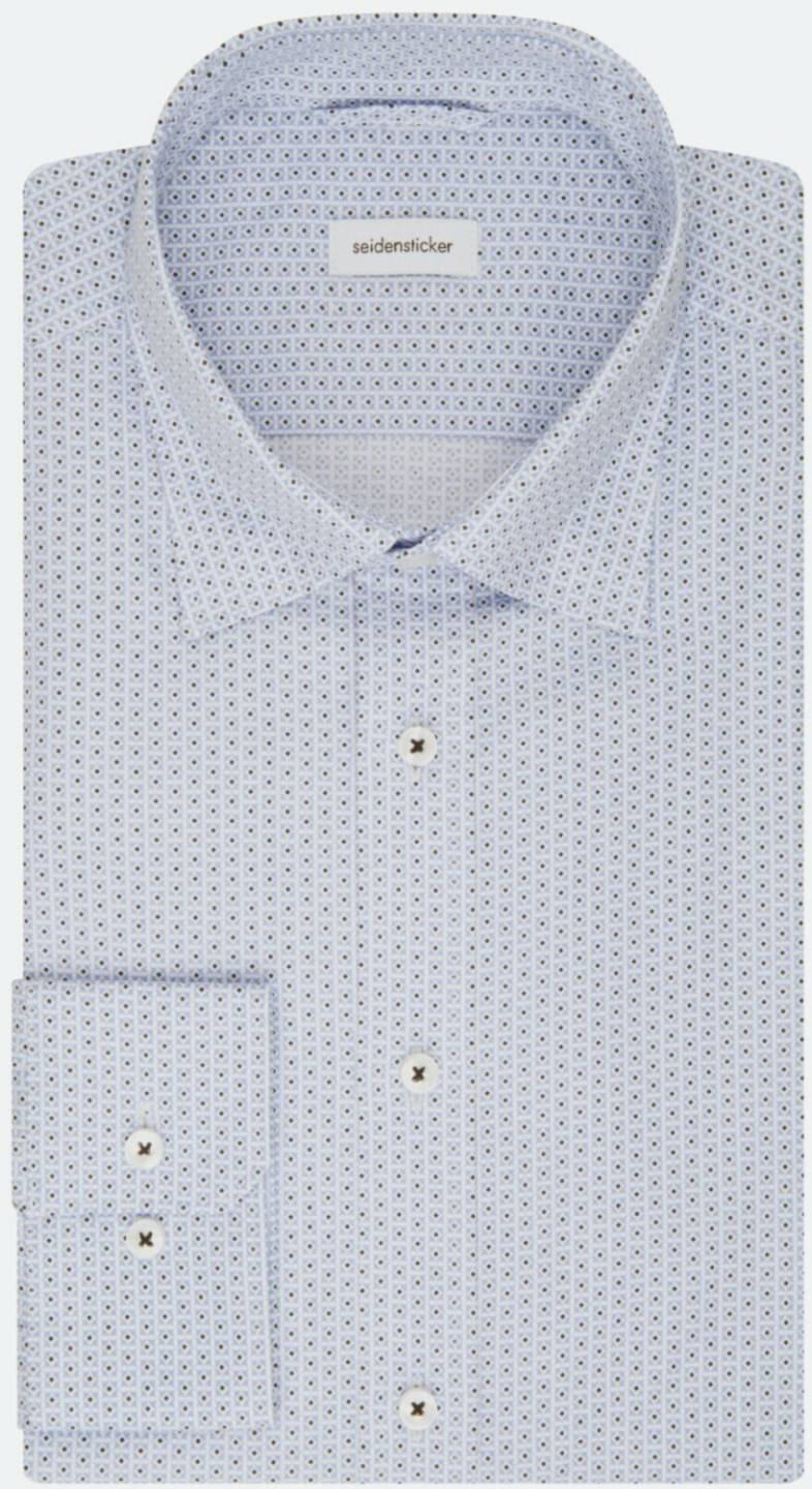 Seidensticker Twill Business Hemd in Slim mit Covered-Button-Down-Kragen Druck (01.643812-0011) blau Hemden