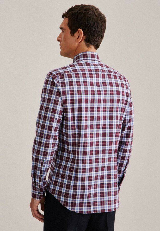 Seidensticker Twill Flanellhemd in Shaped mit Button-Down-Kragen Karo (01.842560-0049) rot Hemden