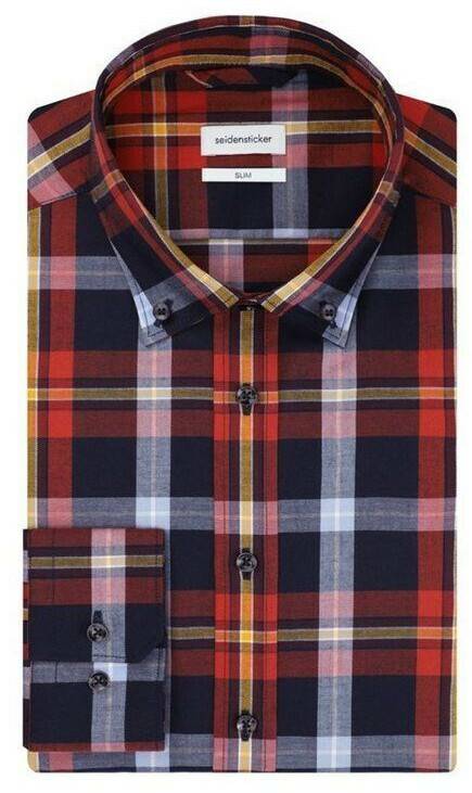 Seidensticker Twill Flanellhemd in Slim mit Button-Down-Kragen Karo (01.642570)(01.642570-0066) orange Hemden